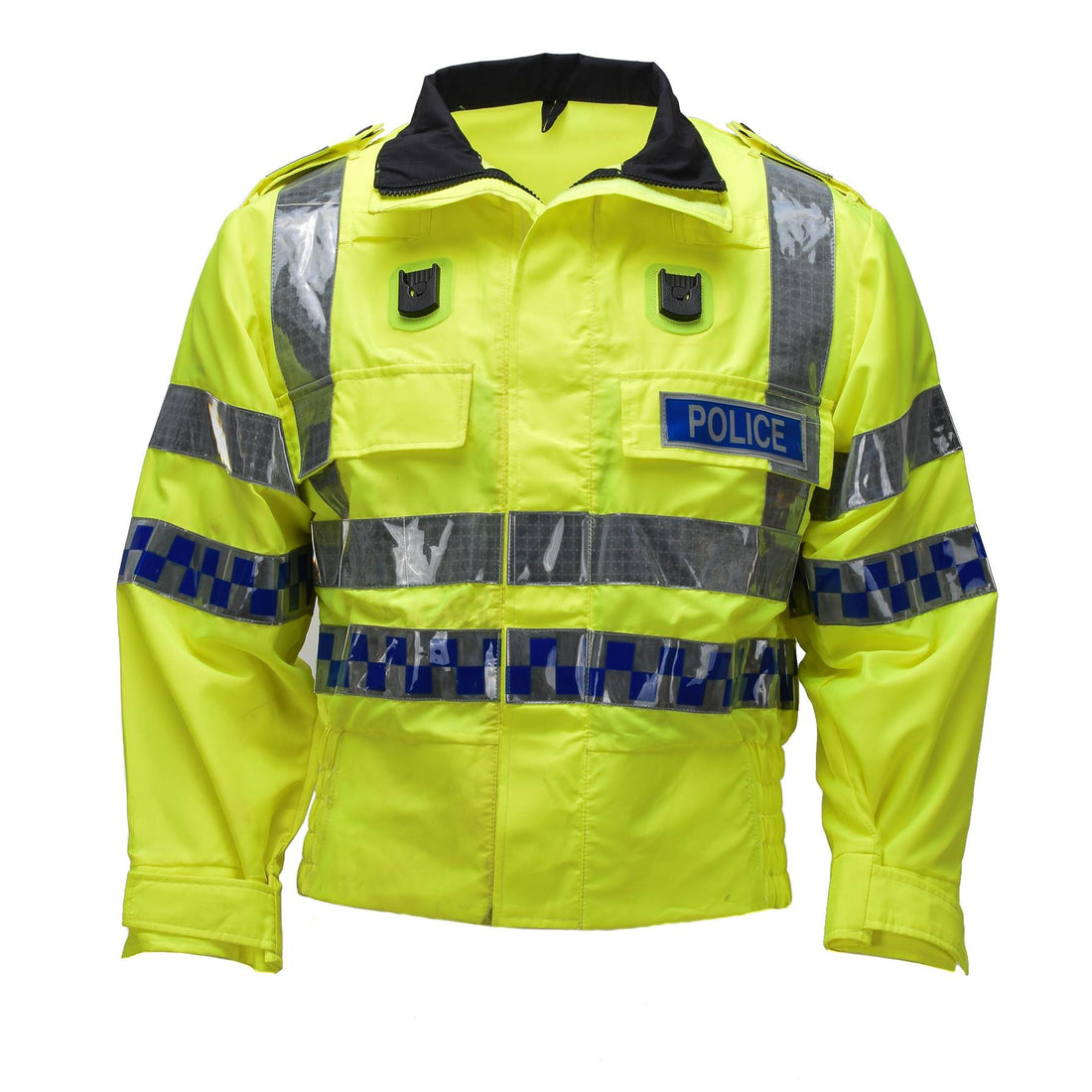 Veste d'uniforme réfléchissante haute visibilité originale de la police écossaise jaune