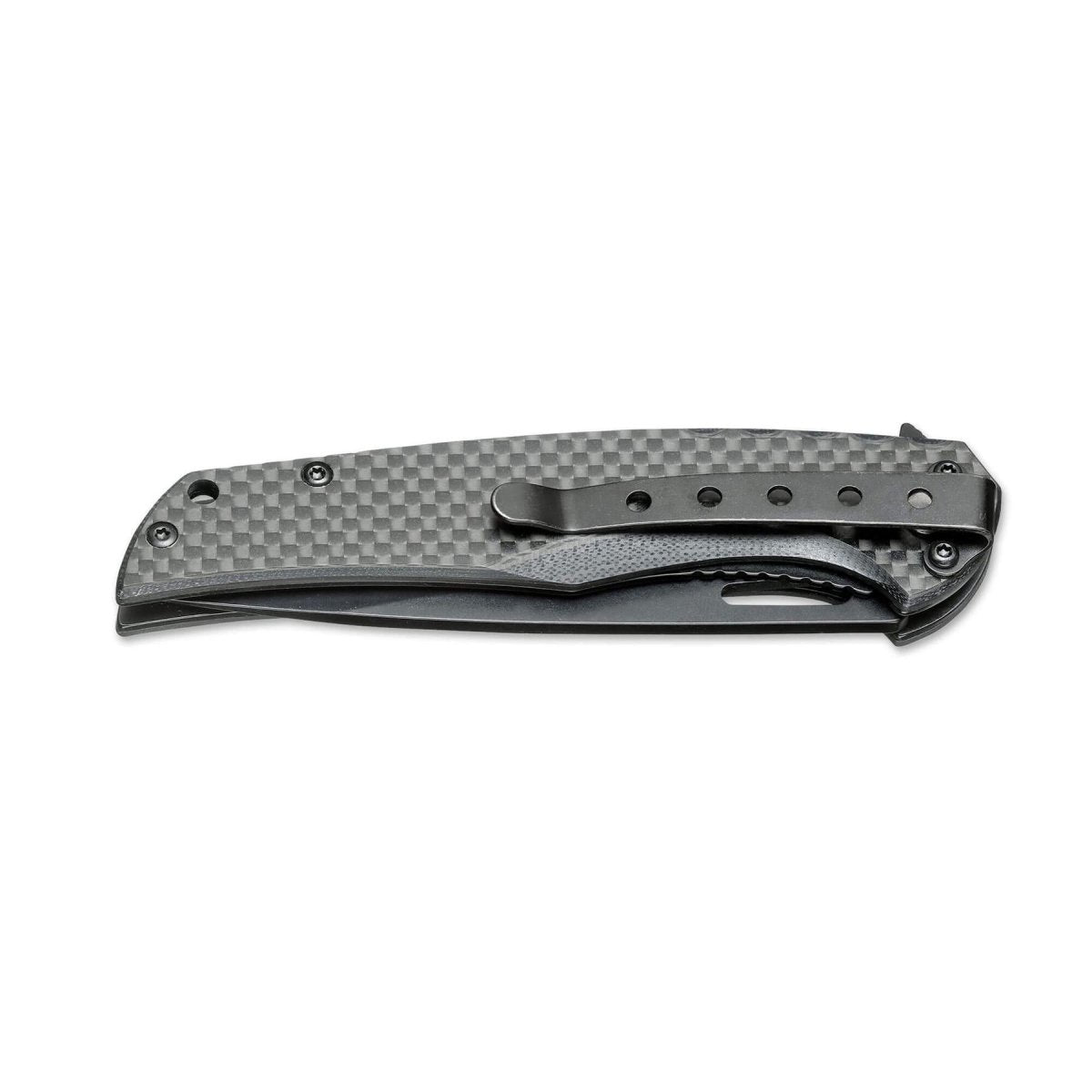 Couteau de poche pliant BOKER Black Carbon 440A manche en fibre de carbone acier inoxydable