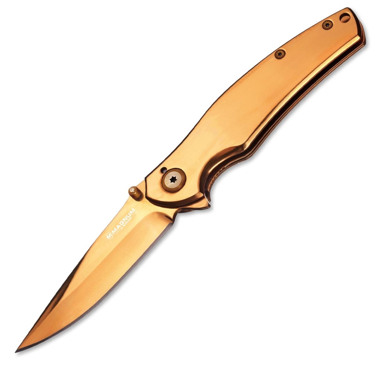 Couteau de poche pliant doigt Boker Gold en acier inoxydable anodisé 440A linerlock