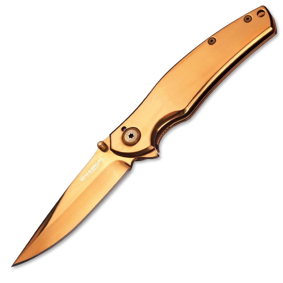 Couteau de poche pliant doigt Boker Gold en acier inoxydable anodisé 440A linerlock
