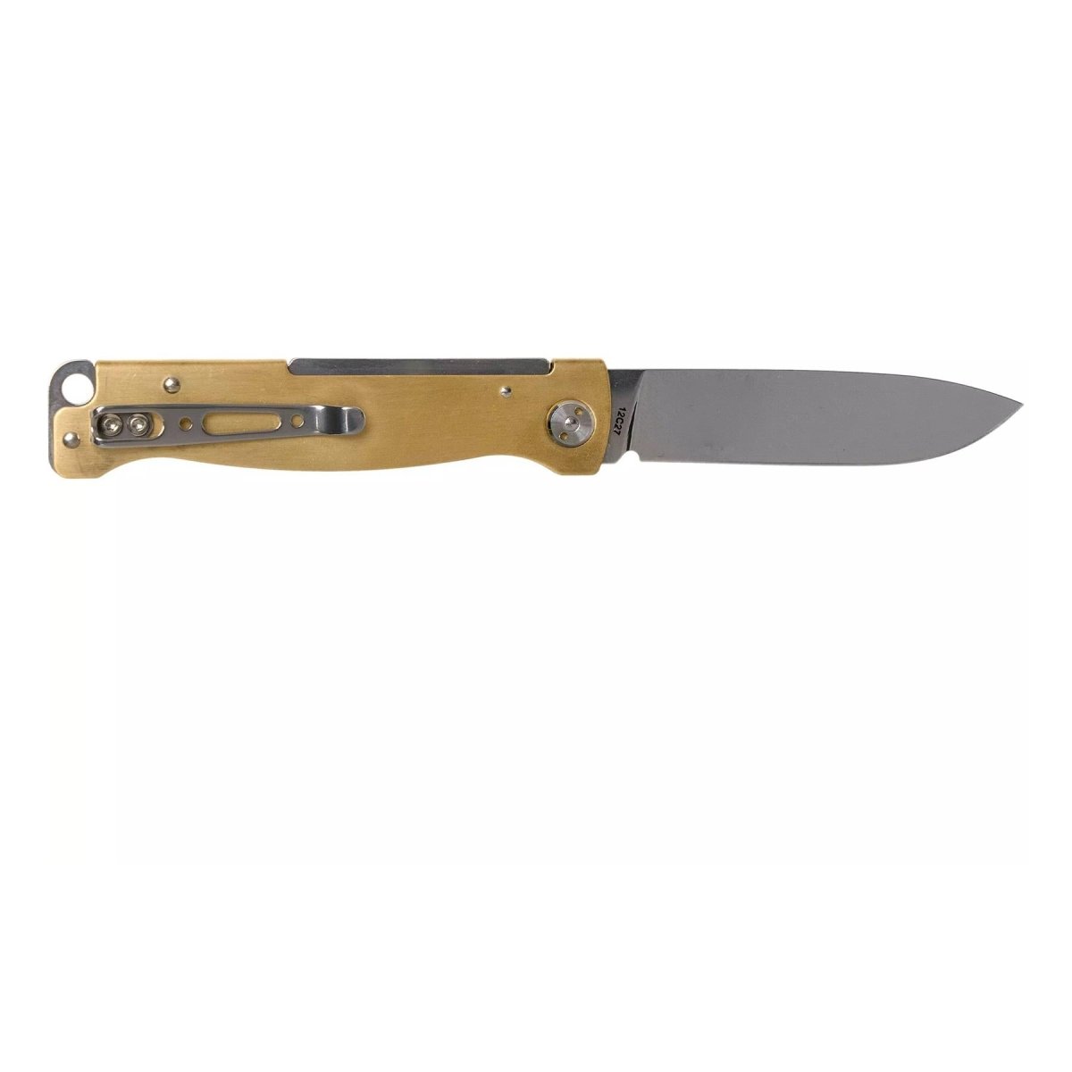Boker Plus Atlas Slipjoint Couteau de poche Finition satinée Drop Point Manche en laiton