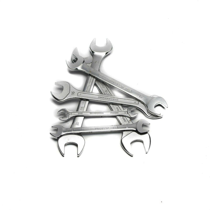 Set of Brand Facom metric wrenches in sizes 11mm, 14mm, 16mm, 18mm, 20mm, and 21mm on white background