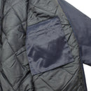 Close-up of the quilted liner and inside pocket of the blue Lambert French Air Forces bomber jacket