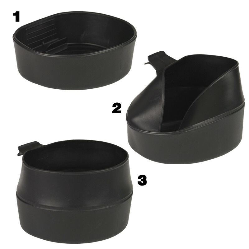 Kit de camping de marque suédoise Wildo Camp A Box, vert olive, assiettes, tasses, fourchettes, pour l'extérieur