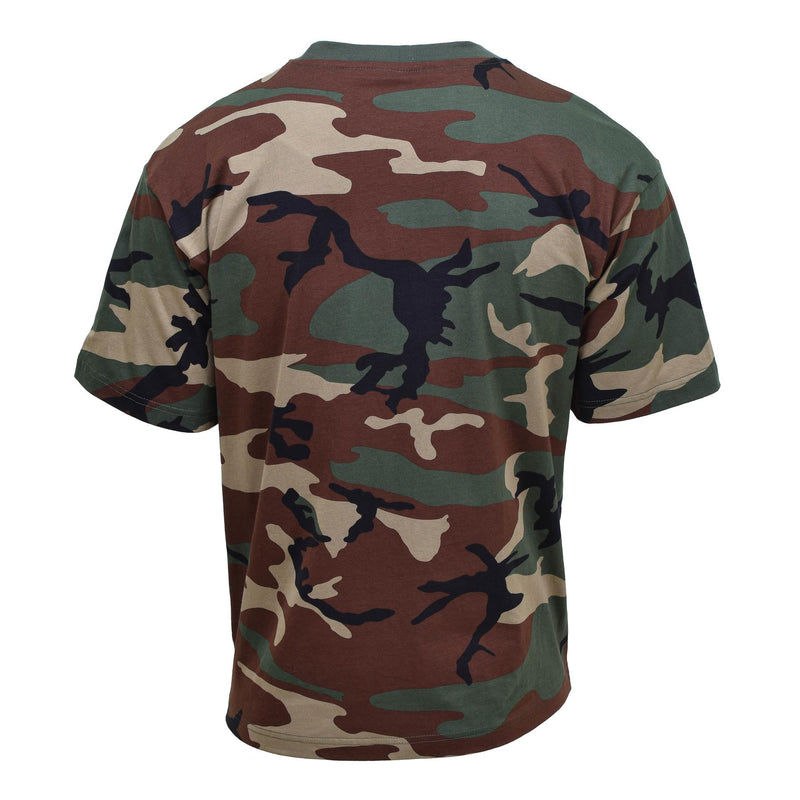 T-shirt à manches courtes de style militaire américain MFH Sous-vêtements camouflage Woodland