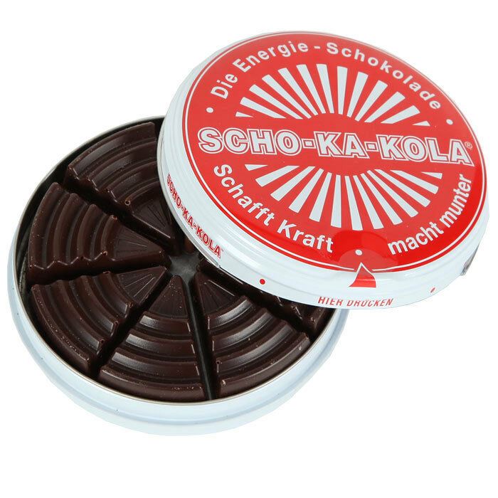 Chocolat noir énergétique allemand SCHO-KA-KOLA Caféine et noix de cola Boîte de 100 g