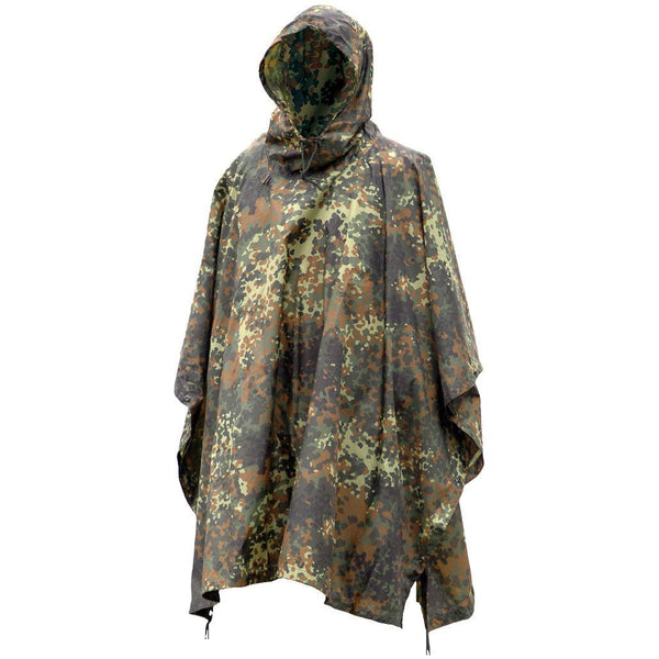 Poncho de style militaire de marque Mil-Tec Flecktarn camouflage ripstop léger imperméable