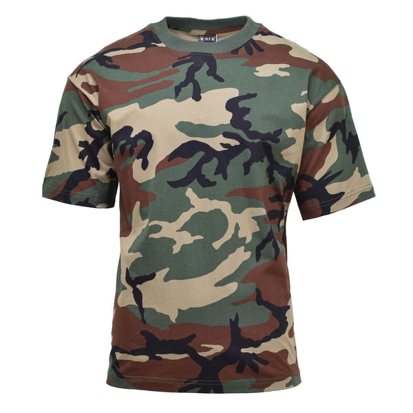 T-shirt à manches courtes de style militaire américain MFH Sous-vêtements camouflage Woodland
