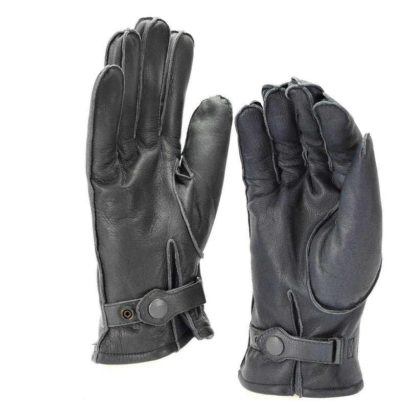 Gants de patrouille en cuir véritable de la police allemande, doublés de laine grise, 100 % chauds pour l'hiver, NEUF