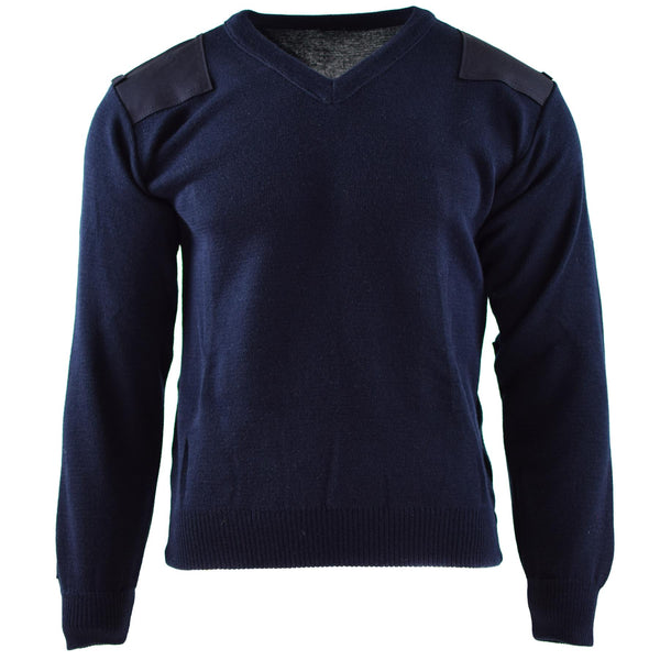 Pull militaire hollandais authentique bleu pull militaire col rond officier