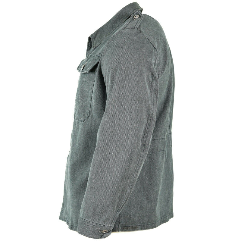 Veste de travail authentique de l'armée suisse veste militaire en jean gris vintage surplus