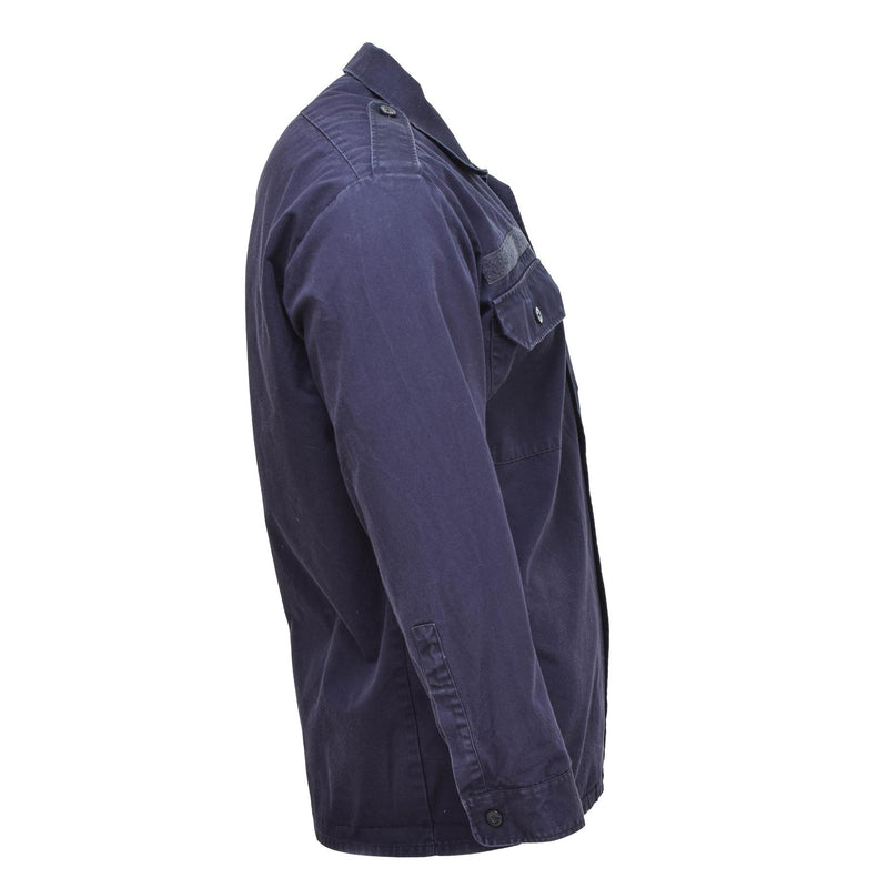 Chemises d'uniforme à manches longues de l'armée néerlandaise authentiques, veste bleu marine, surplus militaire