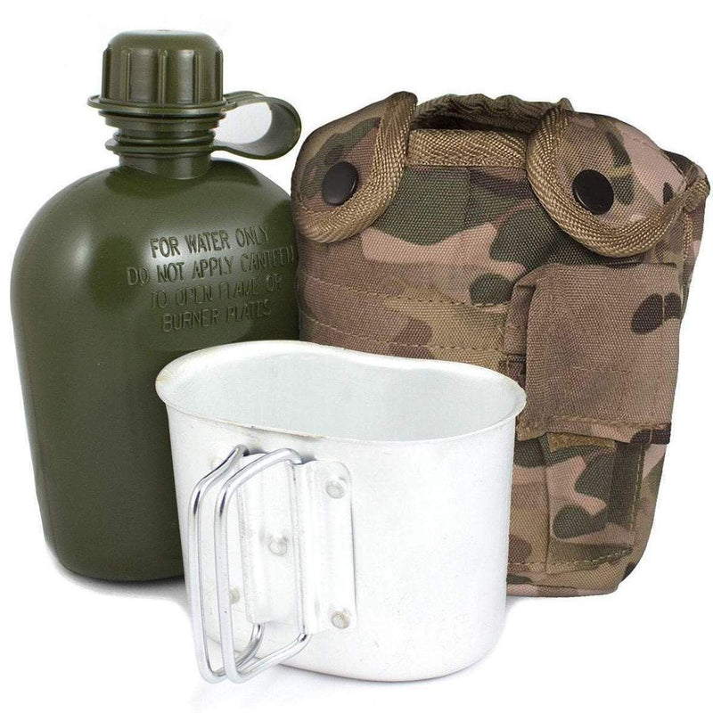 Bouteille d'eau M1 de style cantine de l'armée américaine avec couvercle et clips Alice de l'armée américaine