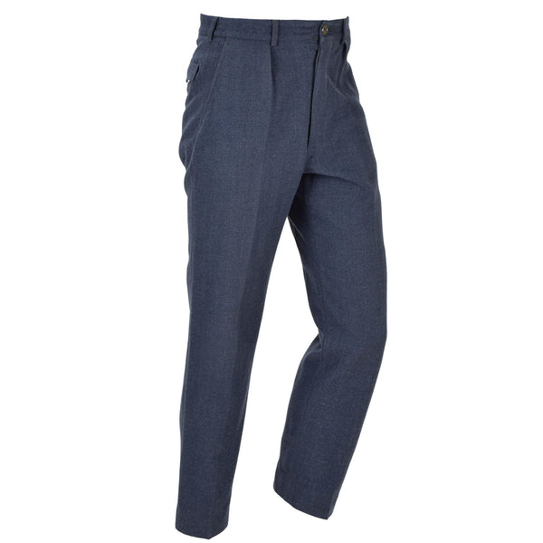 Pantalon de costume militaire norvégien original en laine bleue, pantalon de campagne formel vintage