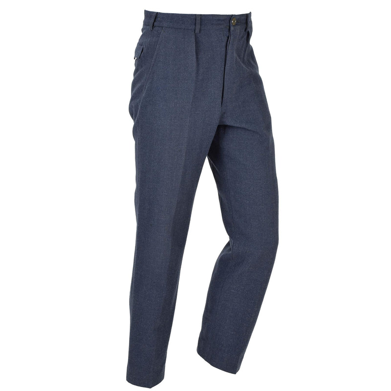 Pantalon de costume militaire norvégien original en laine bleue, pantalon de campagne formel vintage