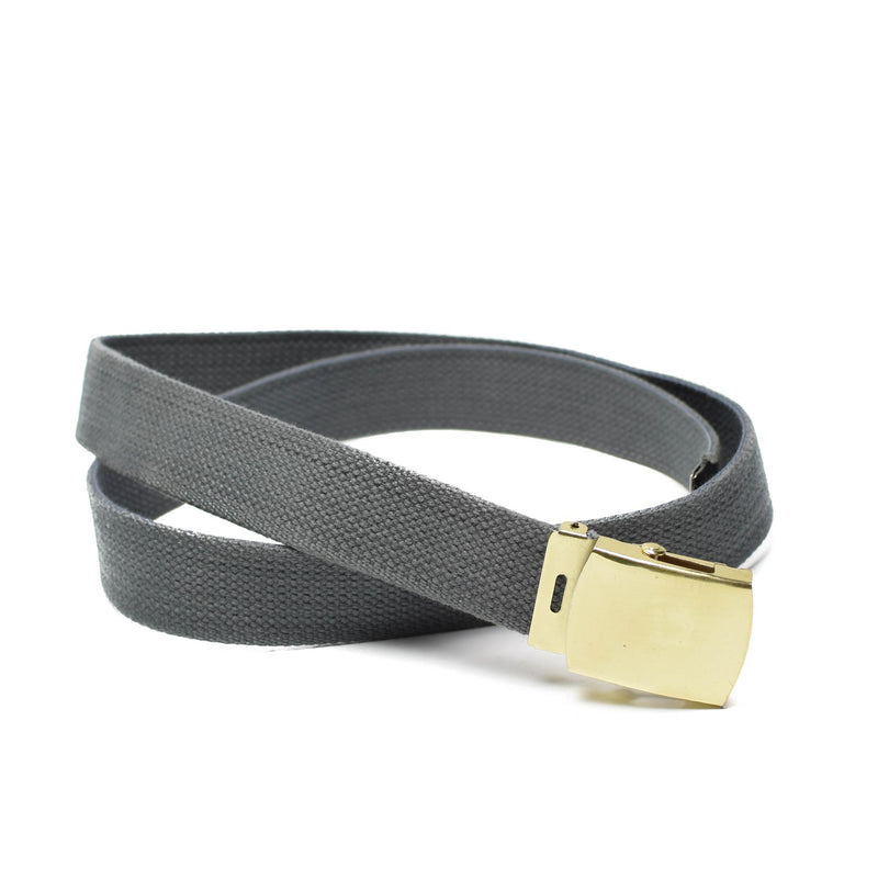 Ceinture militaire décontractée en toile grise avec boucle dorée unisexe en surplus militaire