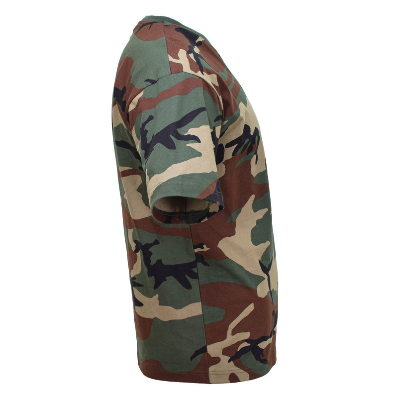 T-shirt à manches courtes de style militaire américain MFH Sous-vêtements camouflage Woodland