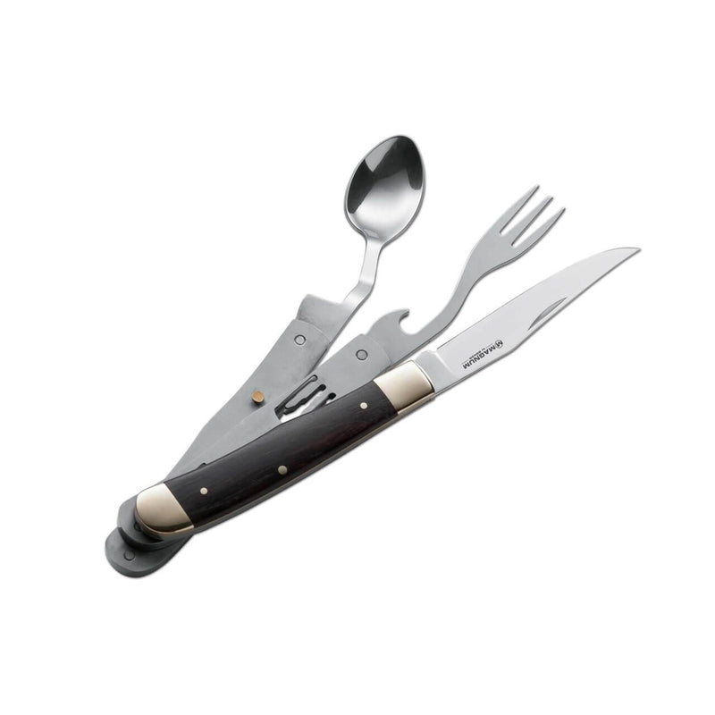 Couverts de poche BOKER Bon Appetite couteau cuillère fourchette 440A acier manche bois