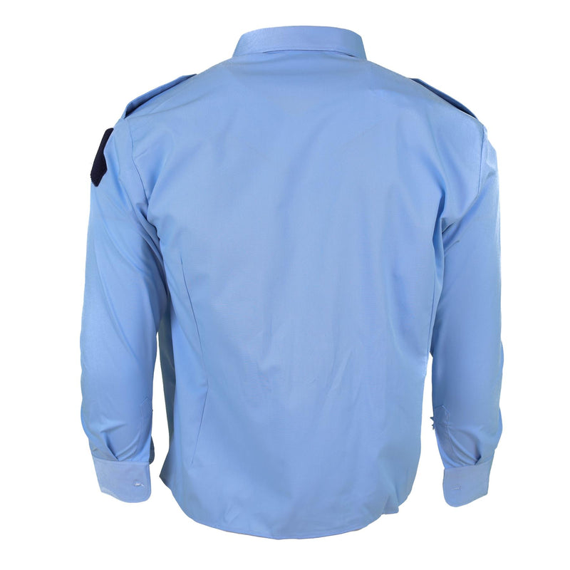 Chemise à manches longues en coton bleu véritable de la police militaire française Gendarme NEUF