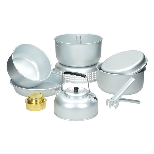 Ensemble de réchaud de camping MIL-TEC, kit de batterie de cuisine d'extérieur, brûleur à alcool, casserole en aluminium