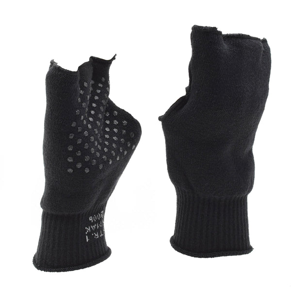 Gants militaires danois noirs originaux chauffants sans doigts antidérapants avec paume armée NEUF