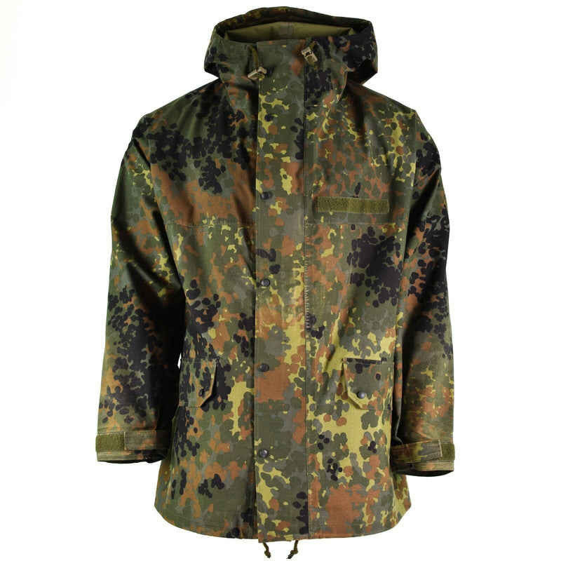 Veste de campagne originale de l'armée allemande GoreTex Flecktarn imperméable à l'eau parka de pluie NEUF