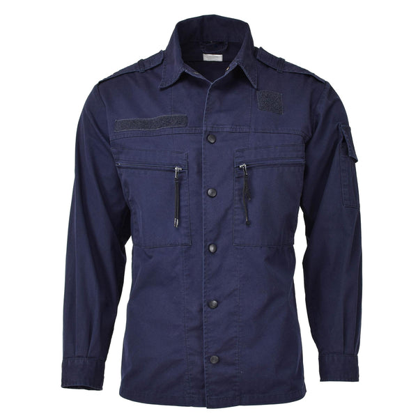 Veste de travail originale de l'armée néerlandaise, uniforme bleu, chemise militaire à manches longues