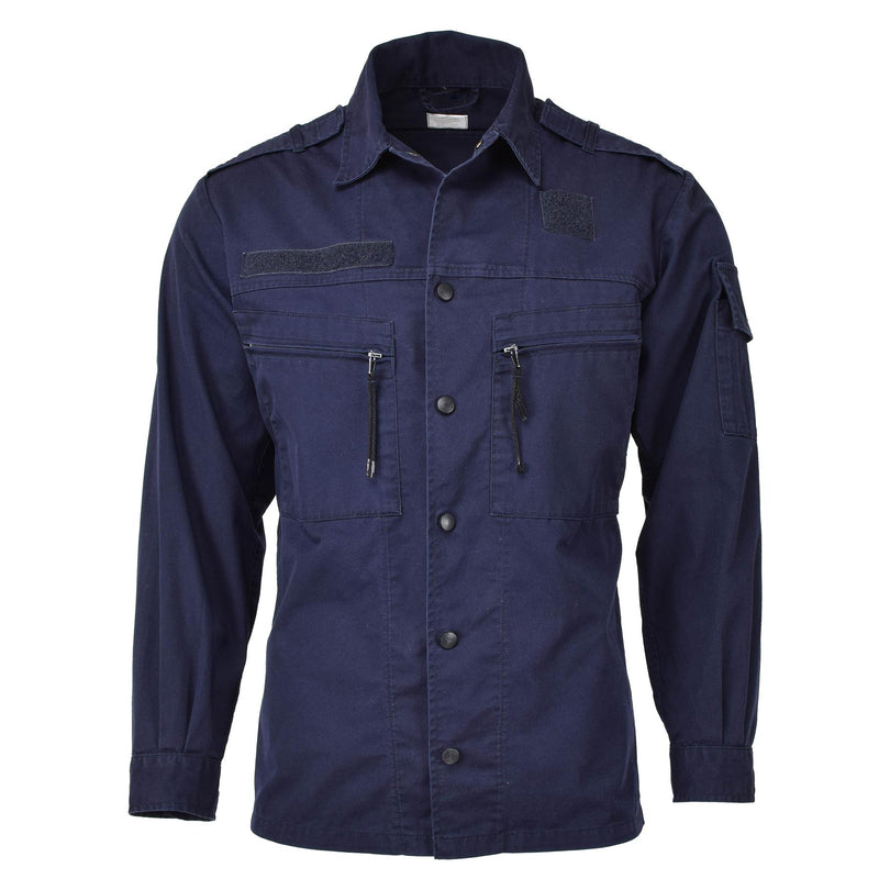 Veste de travail originale de l'armée néerlandaise, uniforme bleu, chemise militaire à manches longues