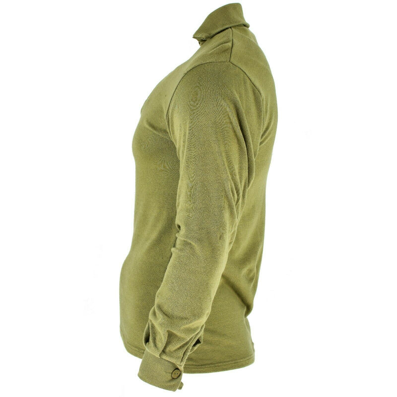 Chemise en tricot originale de l'armée britannique à fermeture éclair Sous-chemise thermique zippée Vert OD
