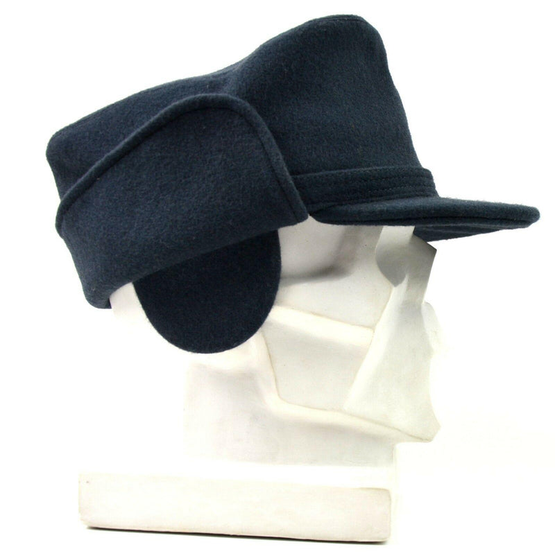 Chapeau d'hiver en laine de l'armée suédoise d'origine. Casquette d'hiver bleue suédoise NEUF