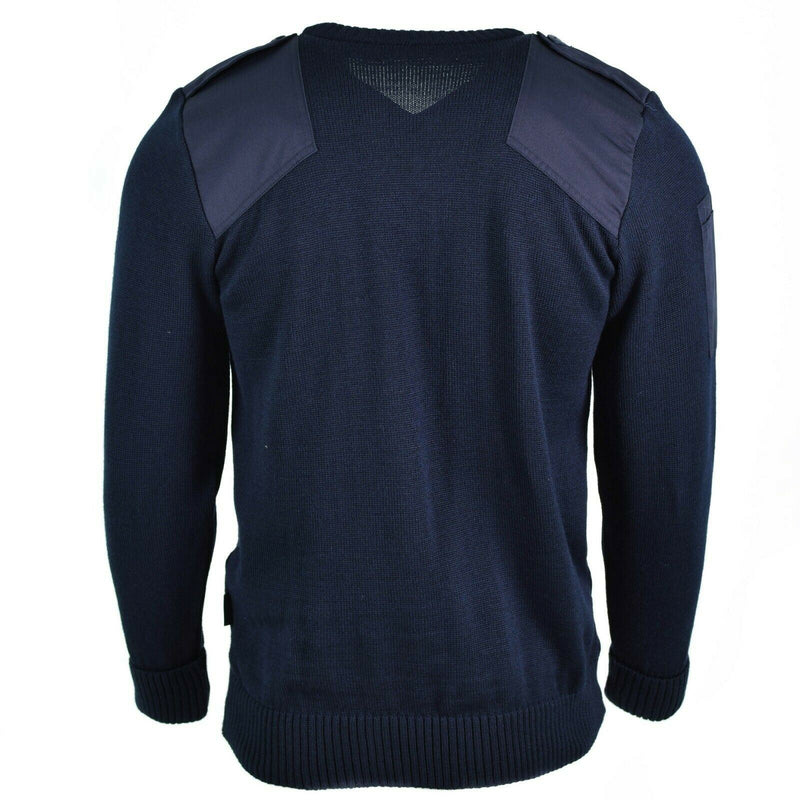 Pull de police de l'armée britannique original Commando Jumper Pull col V bleu