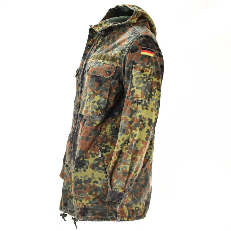 Veste de campagne parka originale de l'armée allemande, camouflage Flecktarn avec doublure
