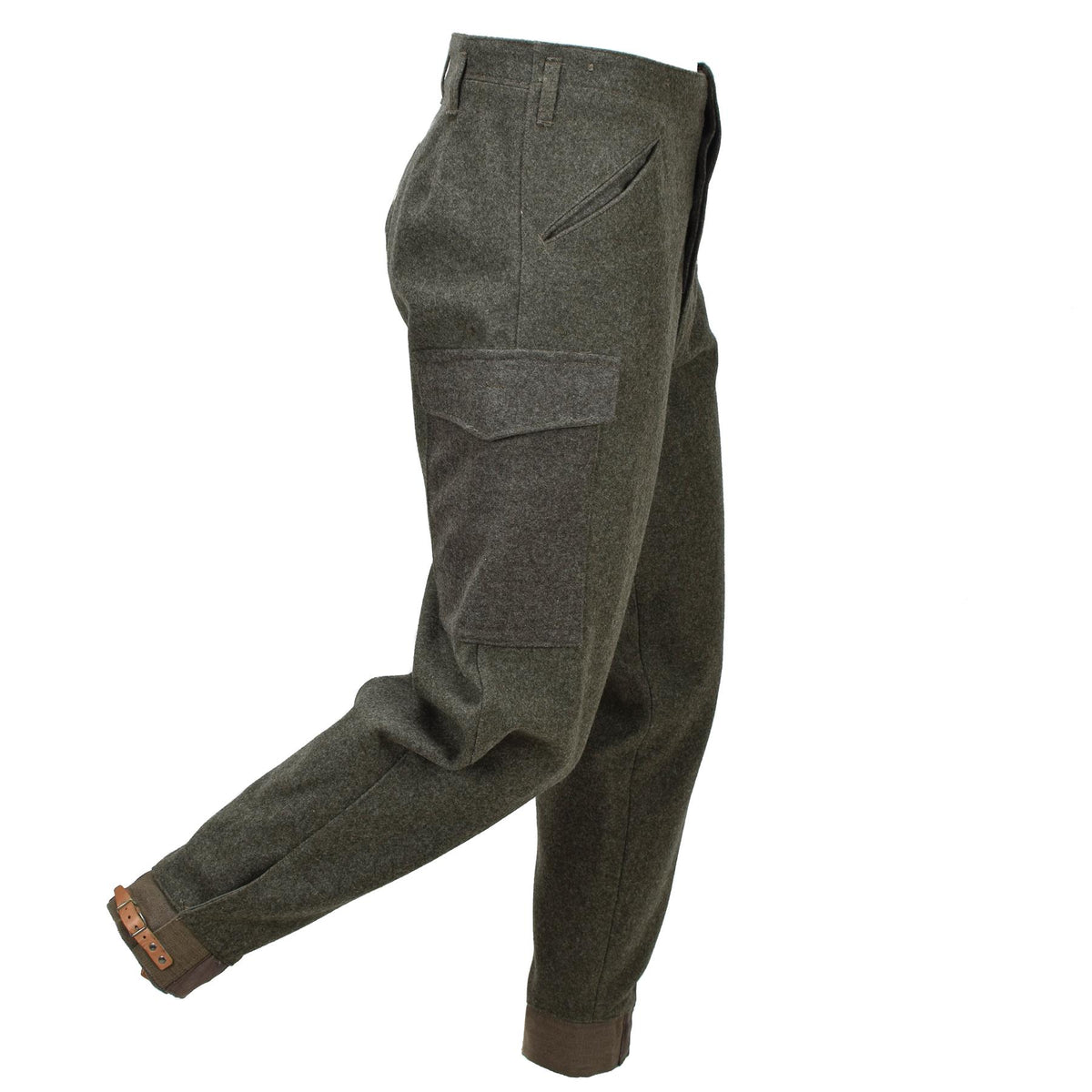 Pantalon de campagne original de l'armée suédoise M39/58 en laine cargo surplus vert olive