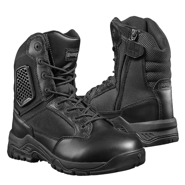 Bottes de combat Magnum Strike Force 8.0 en cuir, chaussures de randonnée tactiques noires