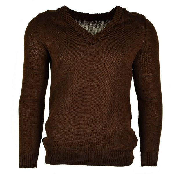 Pull col V original de l'armée bulgare marron NEUF