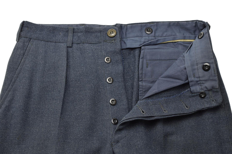 Pantalon de costume militaire norvégien original en laine bleue, pantalon de campagne formel vintage