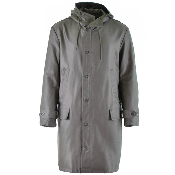 Véritable parka de l'armée allemande olive veste militaire excédentaire manteau long OD vintage NEUF