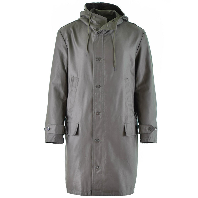 Véritable parka de l'armée allemande olive veste militaire excédentaire manteau long OD vintage NEUF