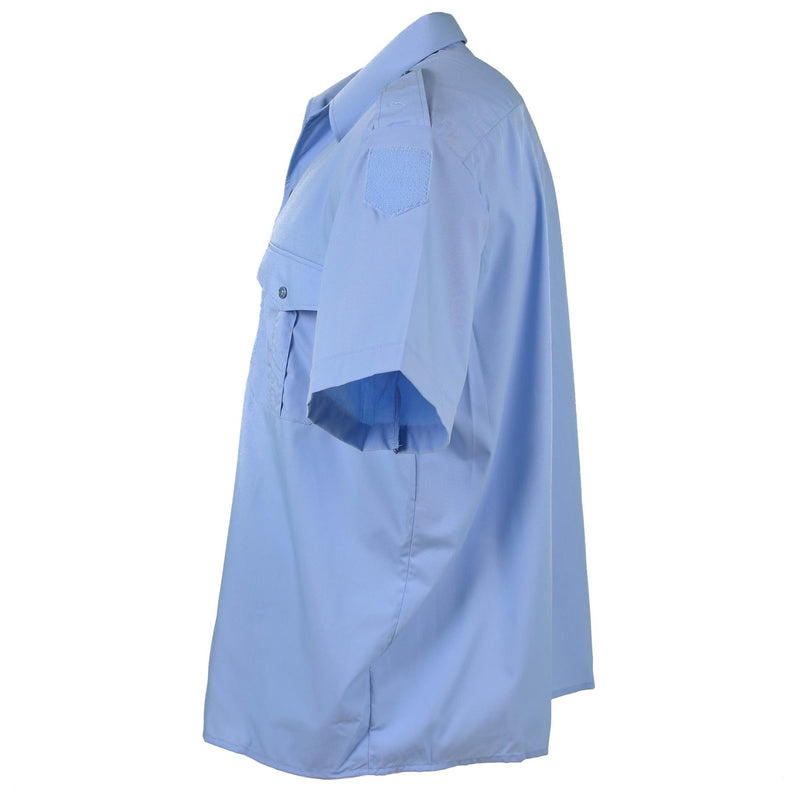 Chemise à manches courtes en coton bleu véritable de la police militaire française Gendarme NEUF