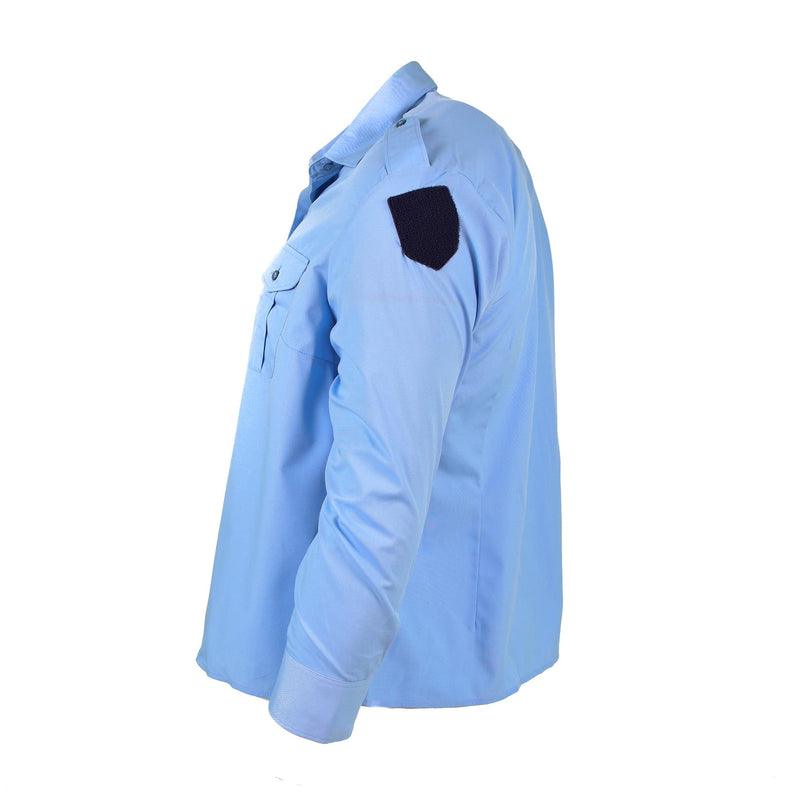 Chemise à manches longues en coton bleu véritable de la police militaire française Gendarme NEUF
