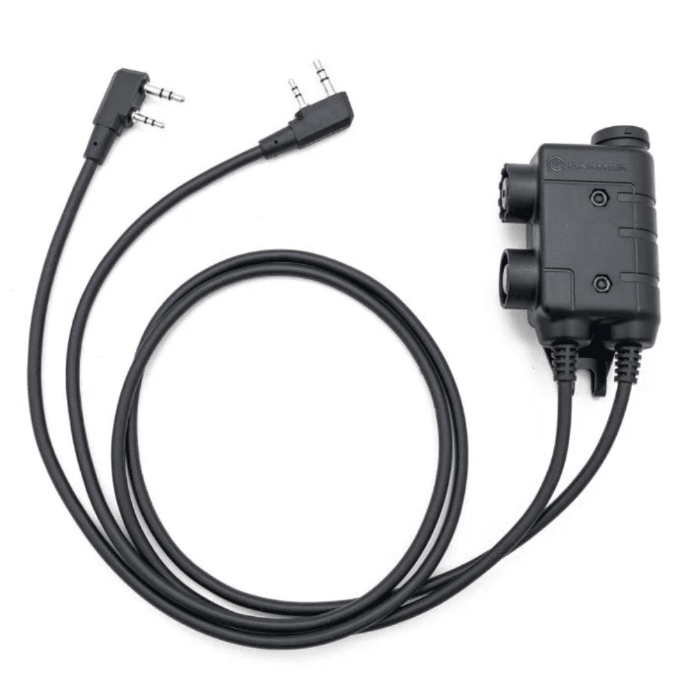 Earmor Dual PTT Adaptateur Kenwood Baofeng Casque Tactique Filaire 2 Broches Noir