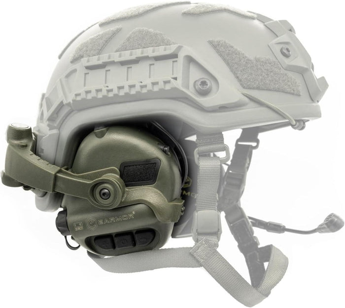 EARMOR M32X Plus Casque de protection auditive électronique ARC Rail Olive - GoMilitar