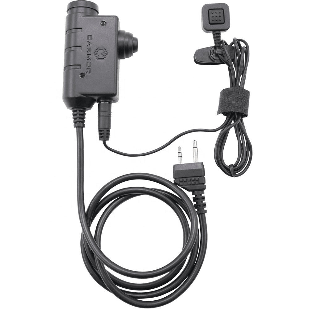 Earmor M52 PTT adaptateur Midland 2 broches filaire casque tactique câble noir