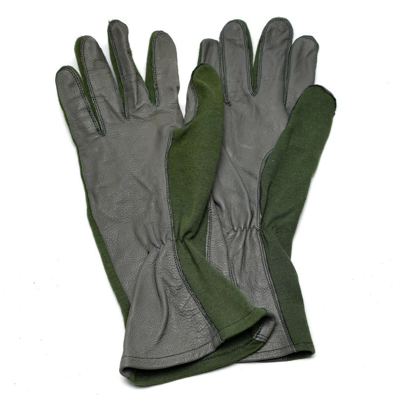Véritables gants de combat de l'armée néerlandaise en cuir et fibre d'aramide AirForce militaire Nomex OD