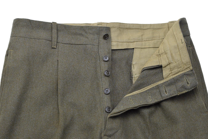 Pantalon olive d'uniforme en laine de l'armée italienne d'origine, pantalon formel vintage
