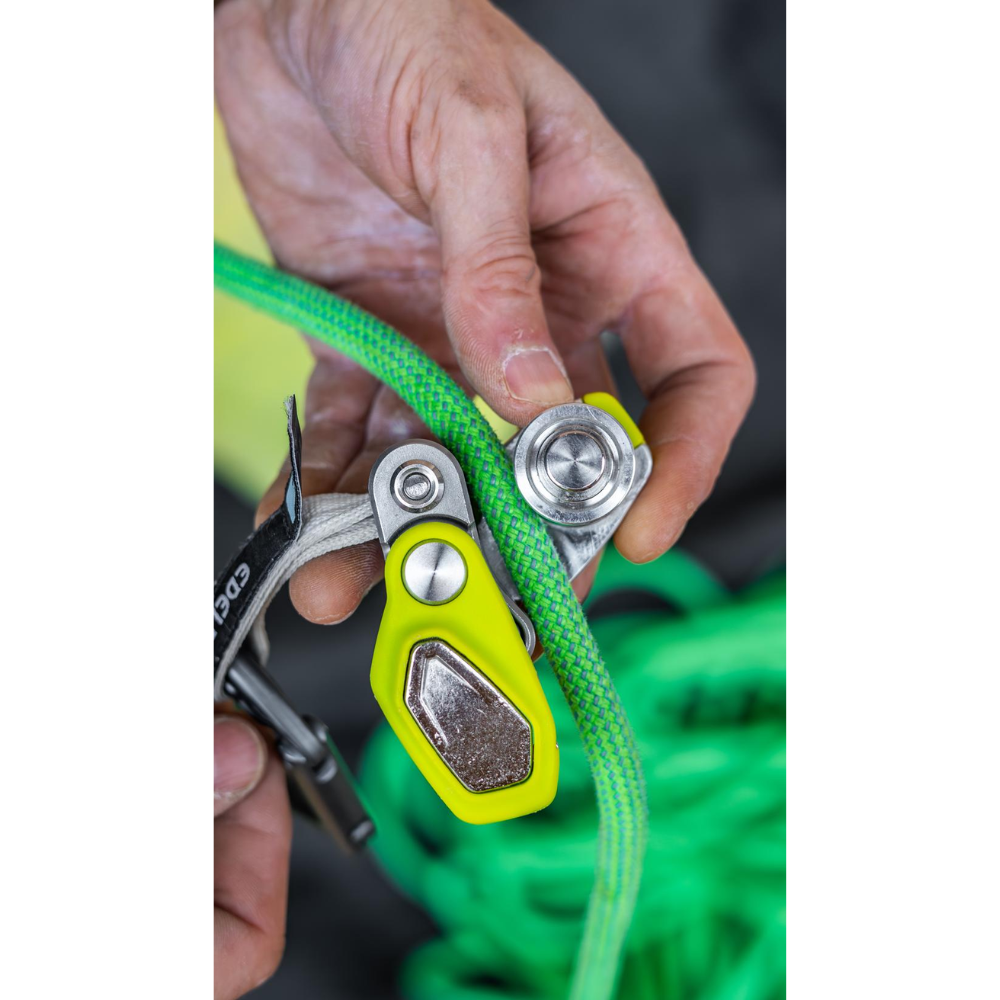 Edelrid Ohmega Assistant de freinage d'escalade avec poulie, corde de 8,6 à 10,5 mm Oasis
