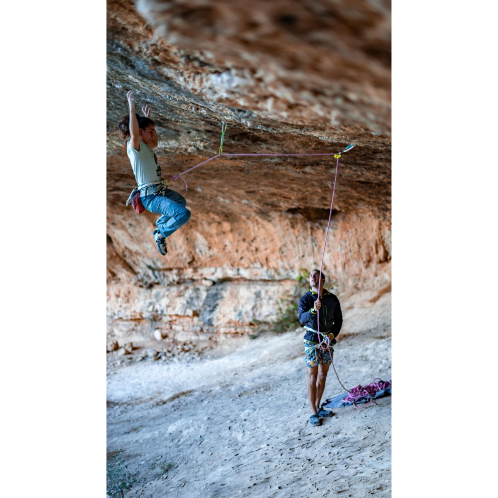 Edelrid Ohmega Assistant de freinage d'escalade avec poulie, corde de 8,6 à 10,5 mm Oasis