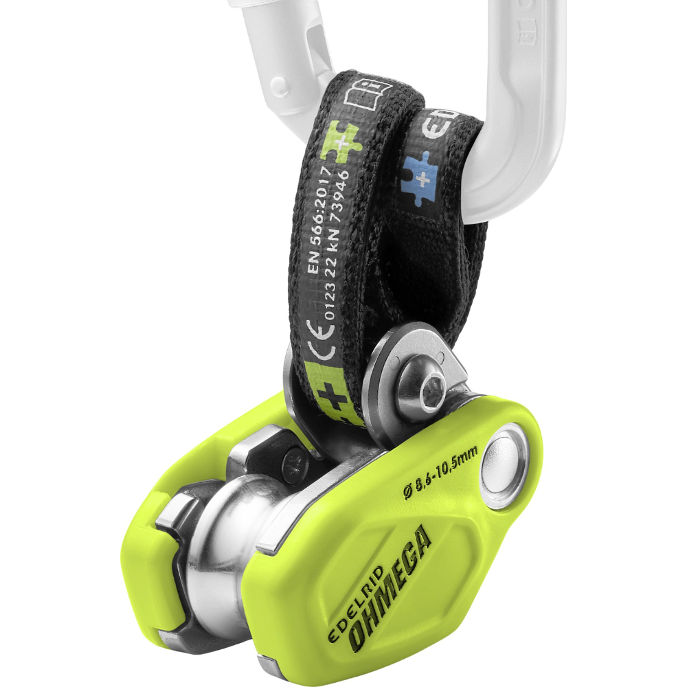 Edelrid Ohmega Assistant de freinage d'escalade avec poulie, corde de 8,6 à 10,5 mm Oasis