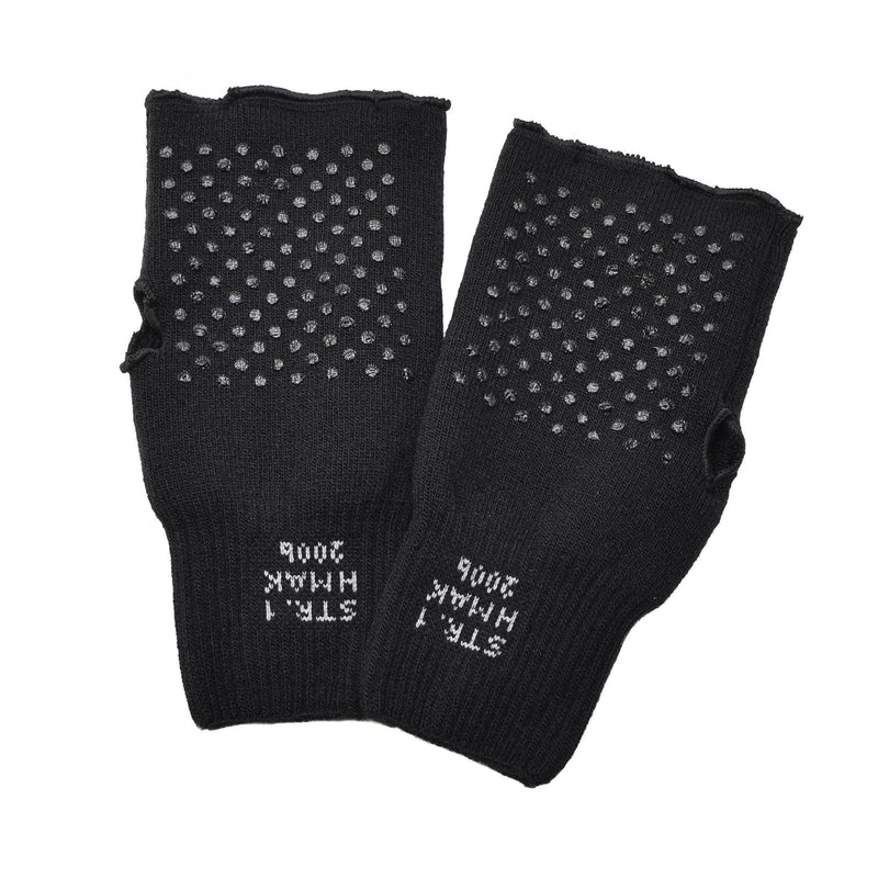 Gants militaires danois noirs originaux chauffants sans doigts antidérapants avec paume armée NEUF