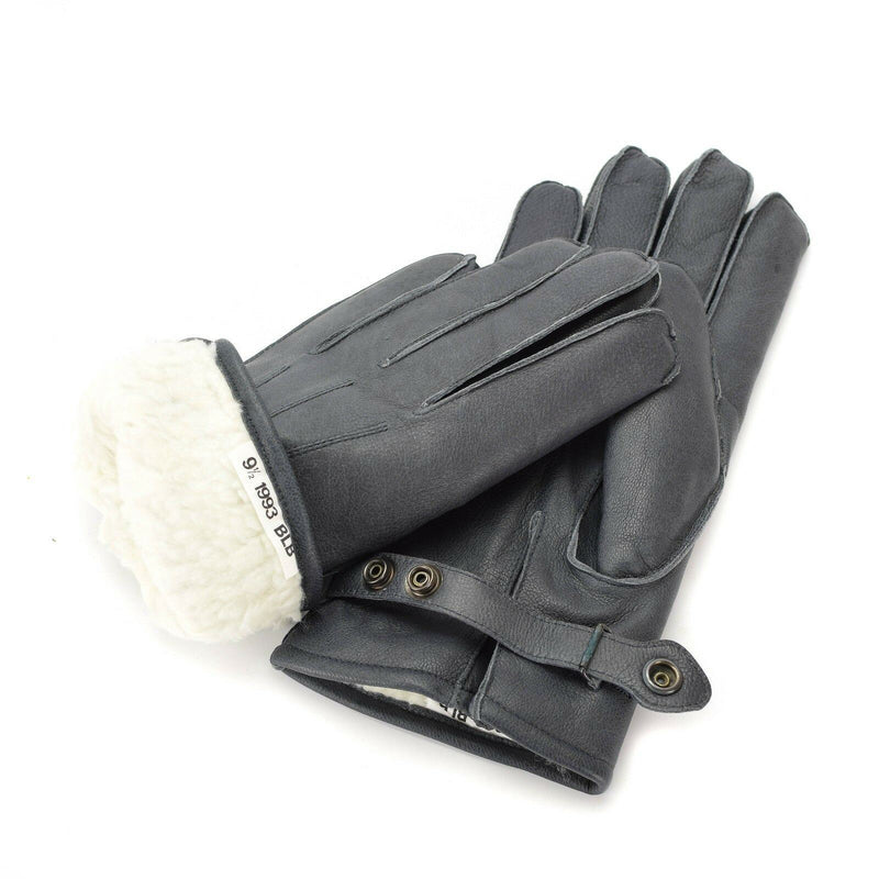Gants de patrouille en cuir véritable de la police allemande, doublés de laine grise, 100 % chauds pour l'hiver, NEUF